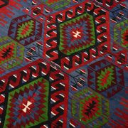 Geometric Blue & Green Vintage Kilim Rug, 154x305Cm
