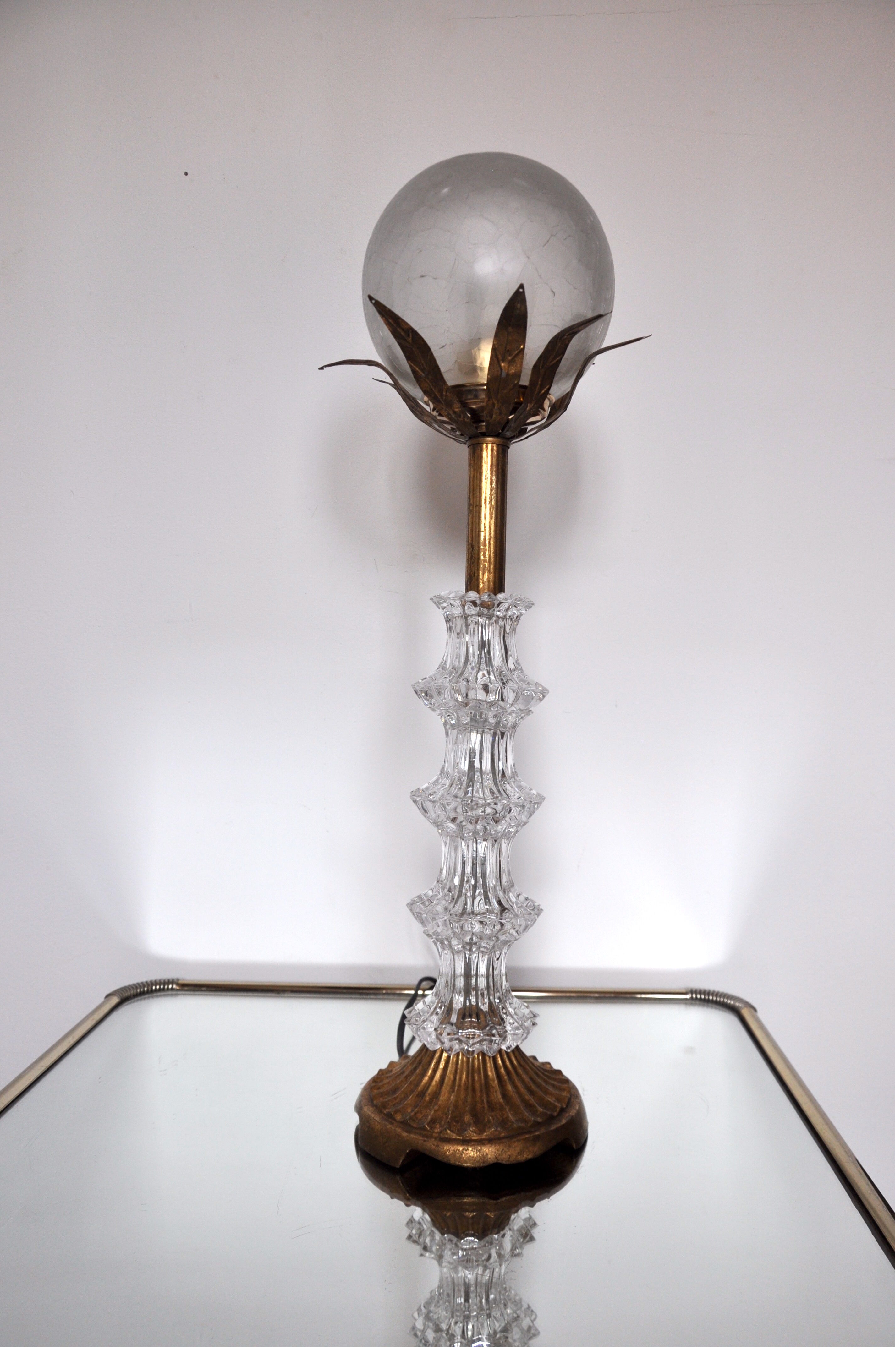 Art Deco crystal floral lamp