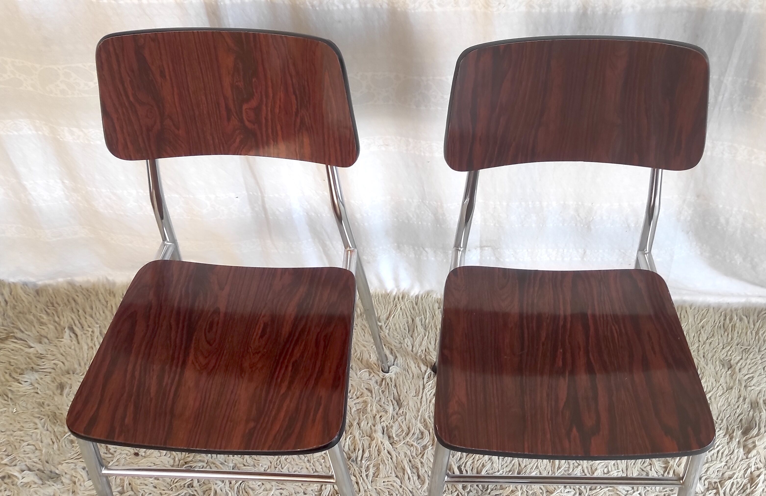 Duo de chaises formica imitation palissandre années 60