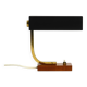 Beautiful small Mid Century Modern metal and brass table lamp with teak bas