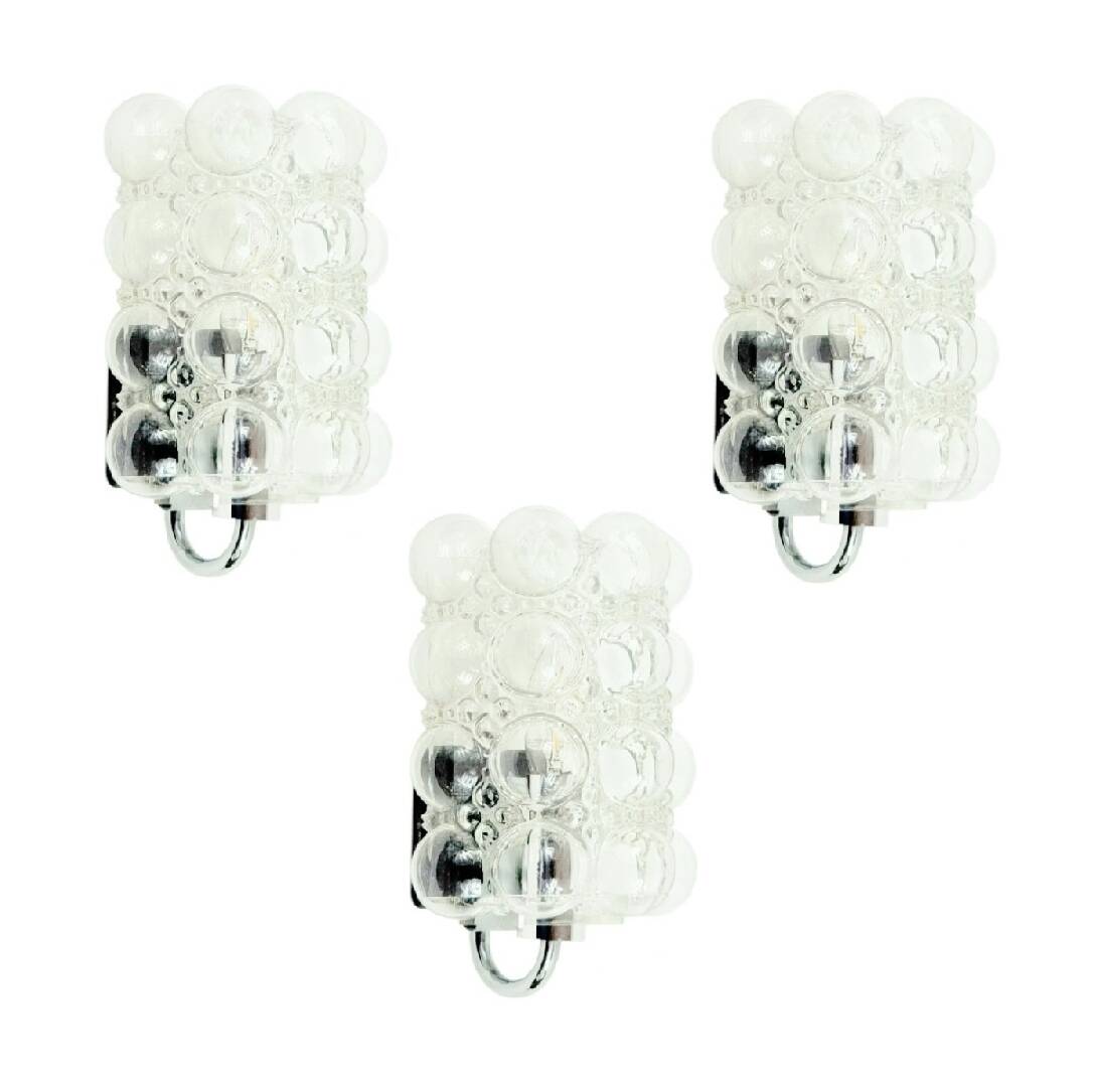 Mid-Century Bubble Glass Wall Lamps by Helena Tynell for Limburg, 1960s
