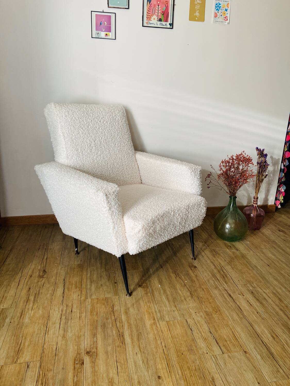 Fauteuil bouclette blanc