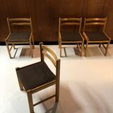 4 vintage solid wood chairs circa 1970