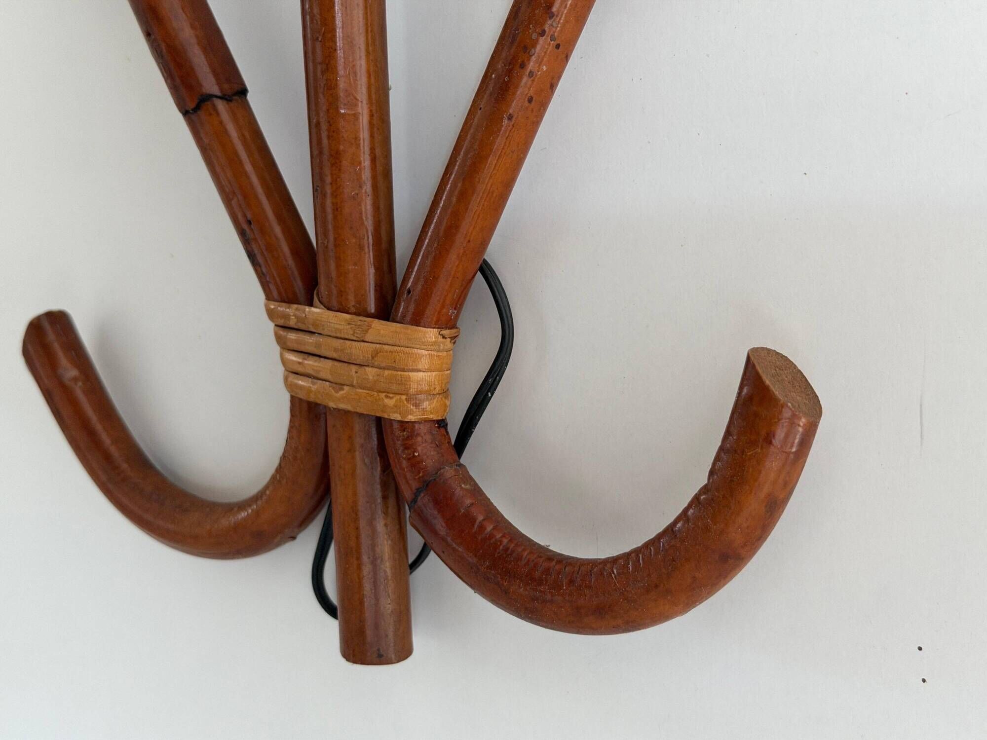Unique wall lamp in bamboo and fabric, Lantern Design/One, Italy, 1960s