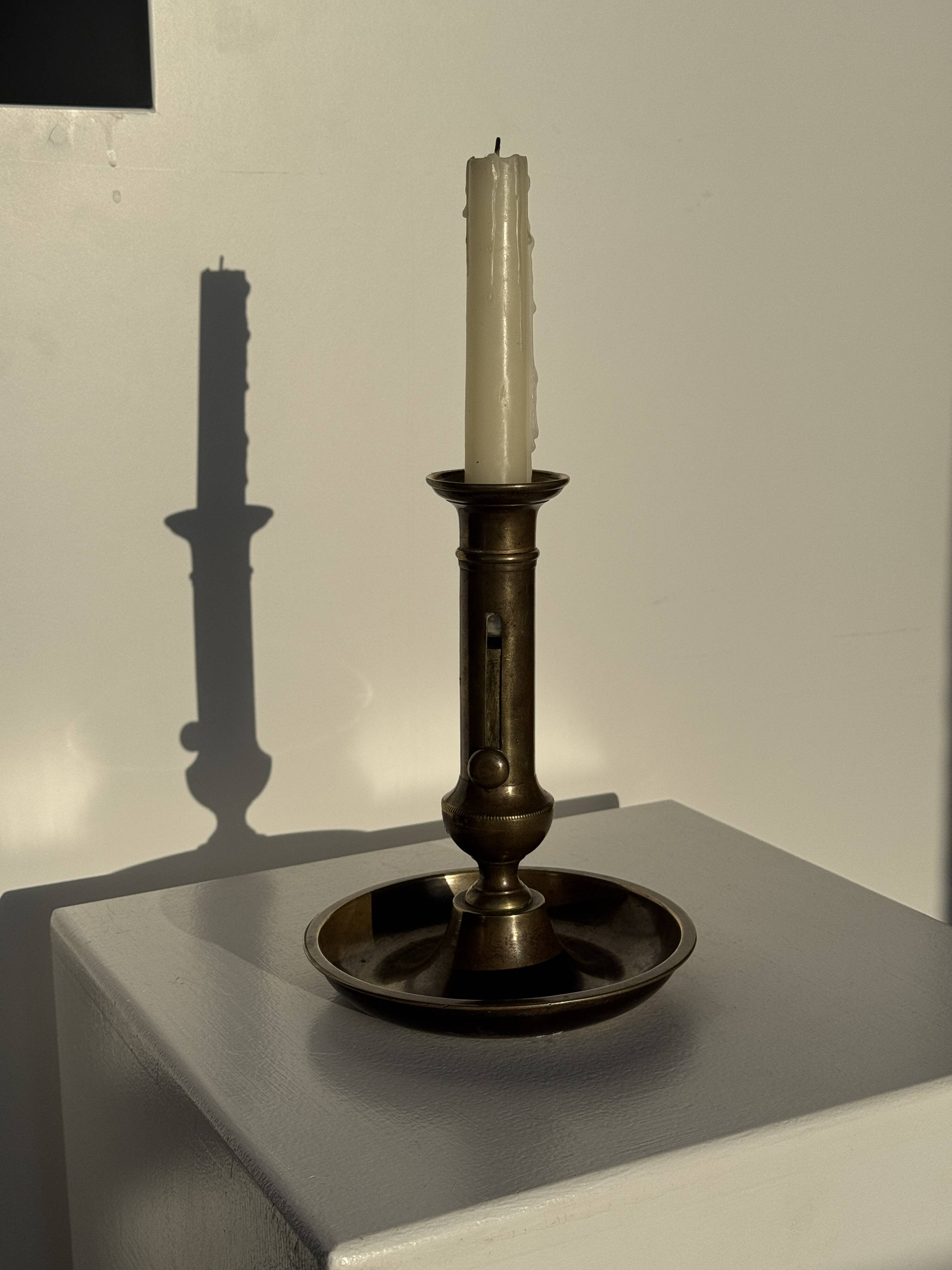 Large adjustable antique gold candlestick H20 D10