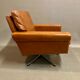 Swivel armchair leather Scandinavian design 1950.