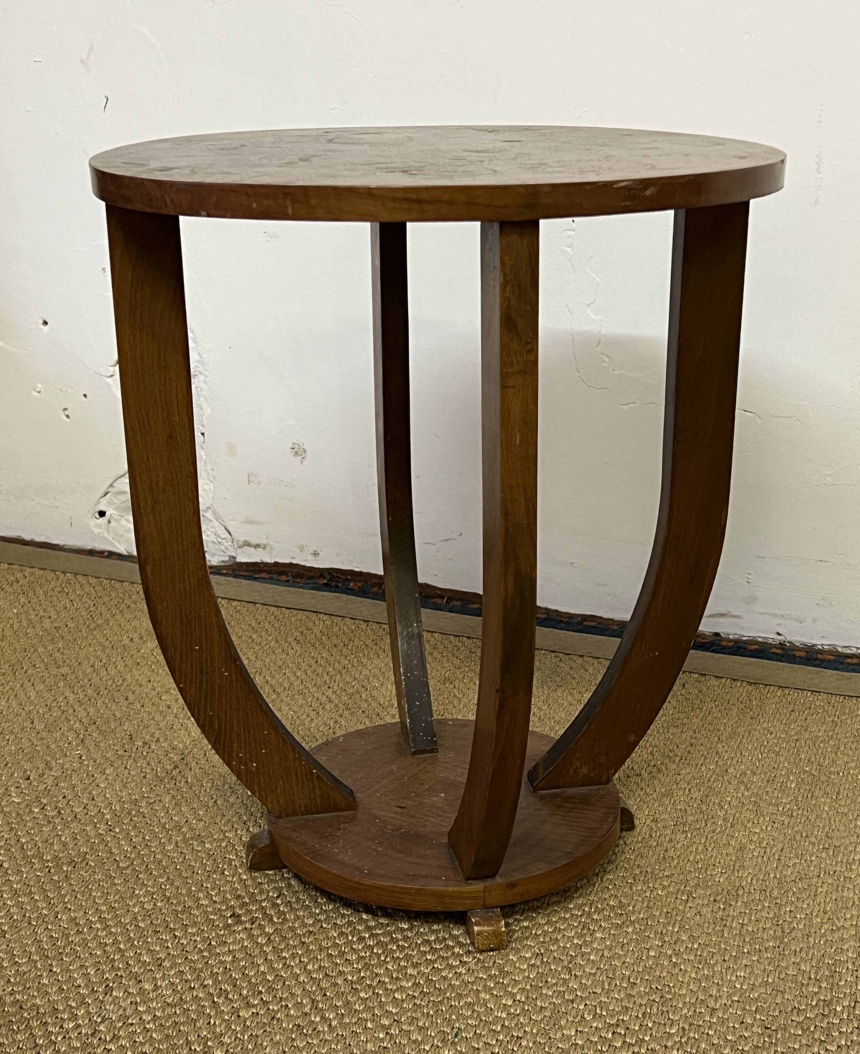 Art deco wooden pedestal table / side table