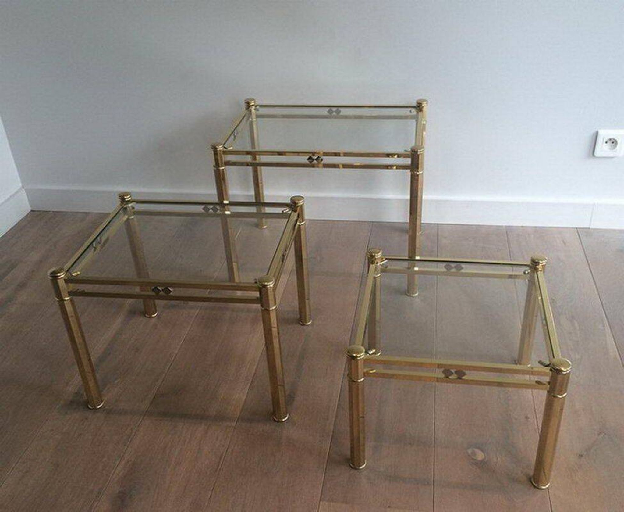 Set of 3 nesting brass tables