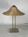 Brass and pencil reed rattan table lamp, Italy 1970s