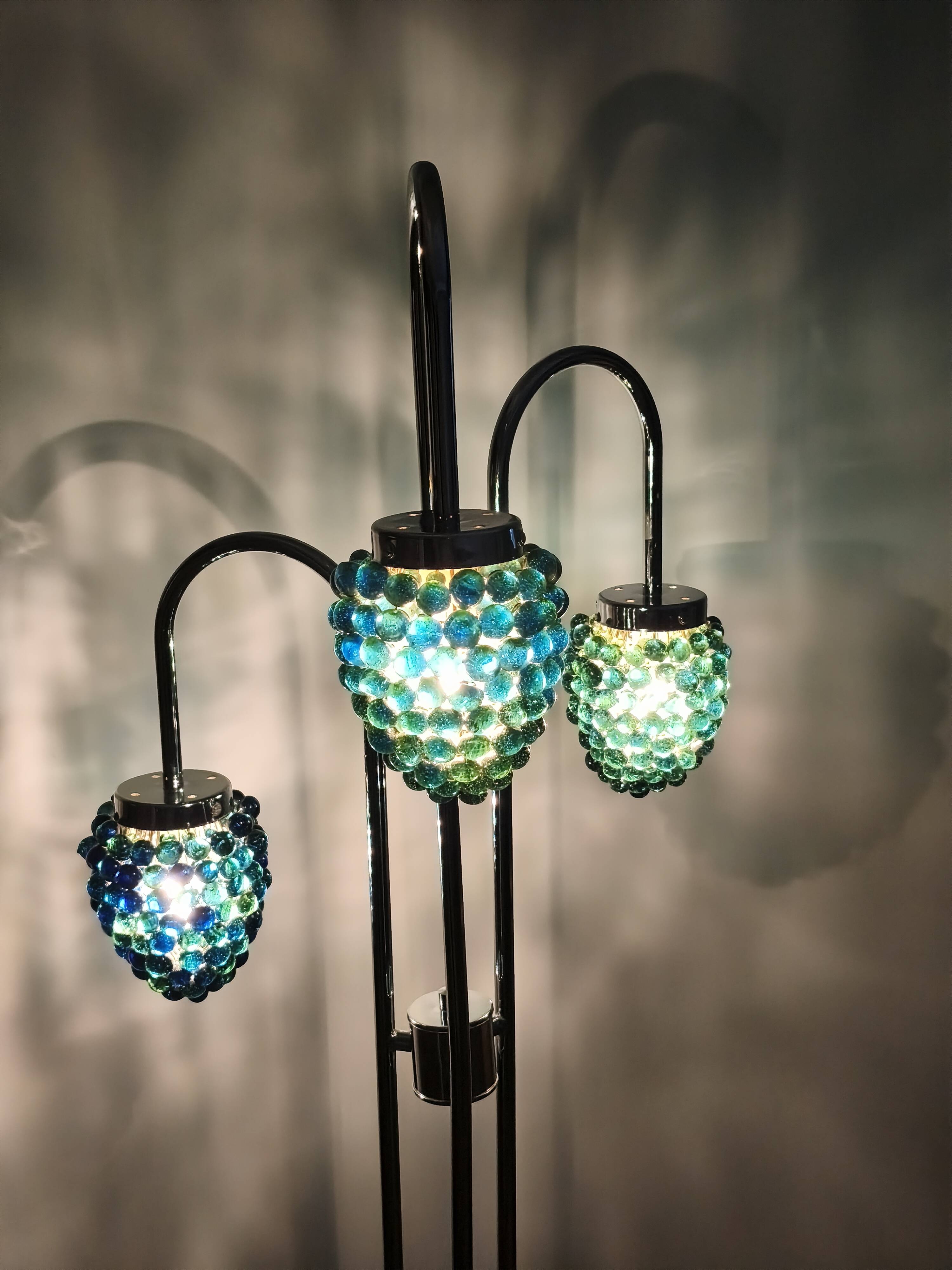 Lampadaire  cascade « Grappes de raisins » en verre multicolore