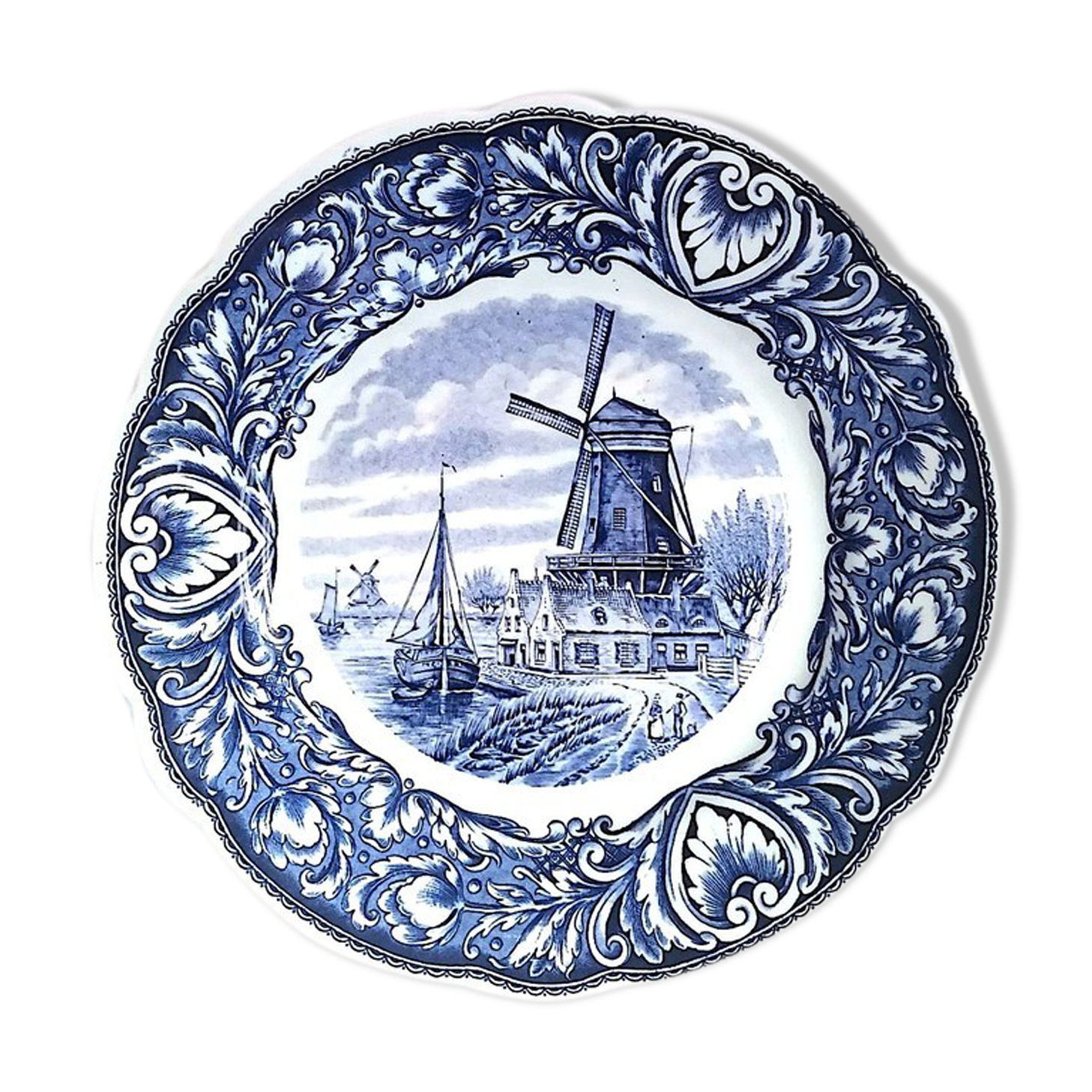 Decorative porcelain wall plate st. Delft at the mill