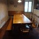 Set of solid oak abbey tables + 2 benches + 2 extension leaves