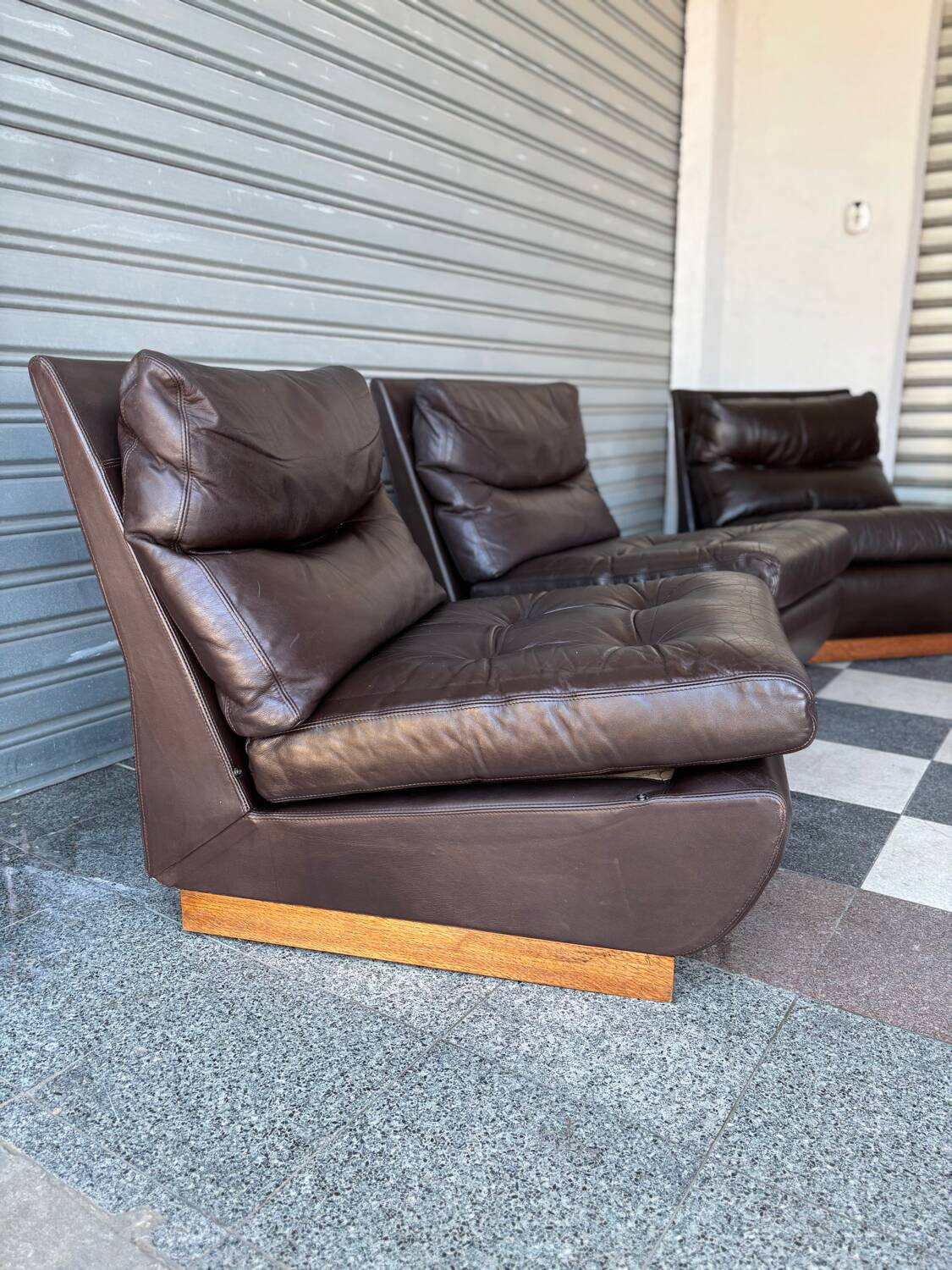 Pair of Roche Bobois leather armchairs