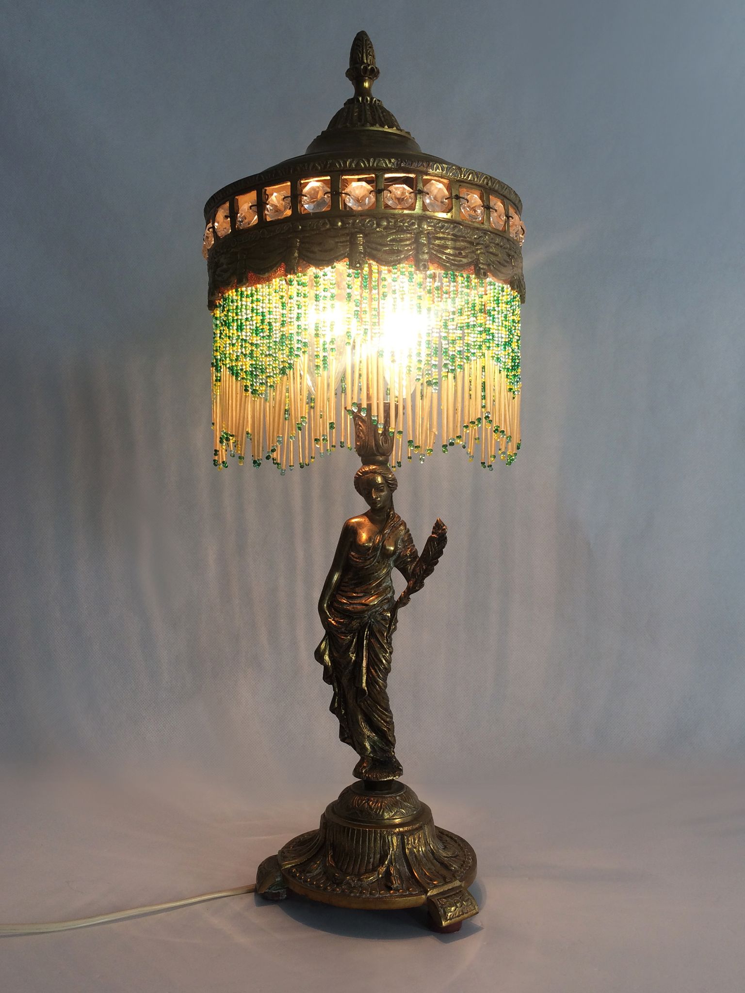 Former two-light orientalist lamp, draped woman years 50