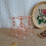 Set of 4 vintage rosaline walking glass