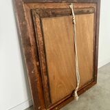 Old mirror in oak and gilded wood early 20th century beveled glass