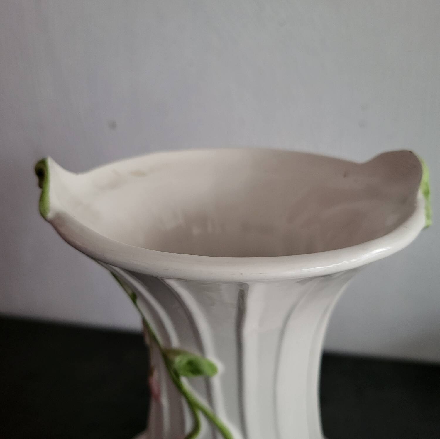 Vintage twisted barbotine vase
