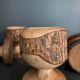 Brutalist egg cups in vintage raw solid wood