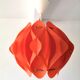 Orange pendant lamp in pleated plastic design 70s
