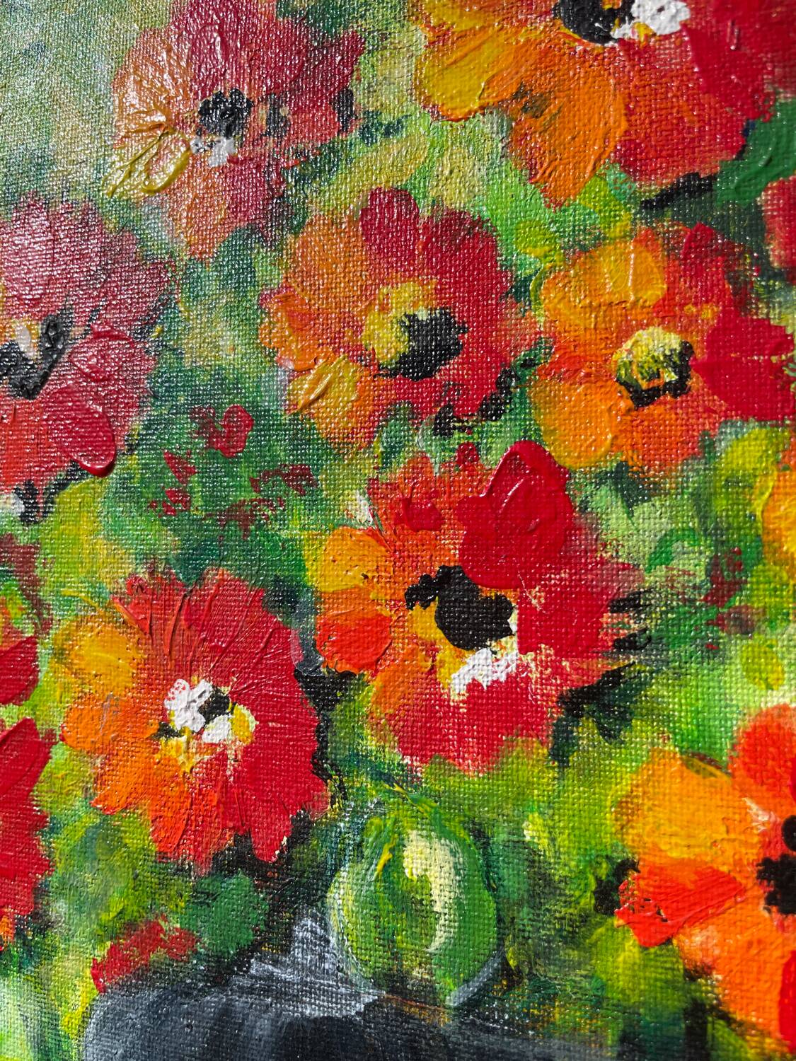 Bouquet de fleurs huile sur toile tableau