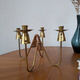 Brass and rattan candlestick