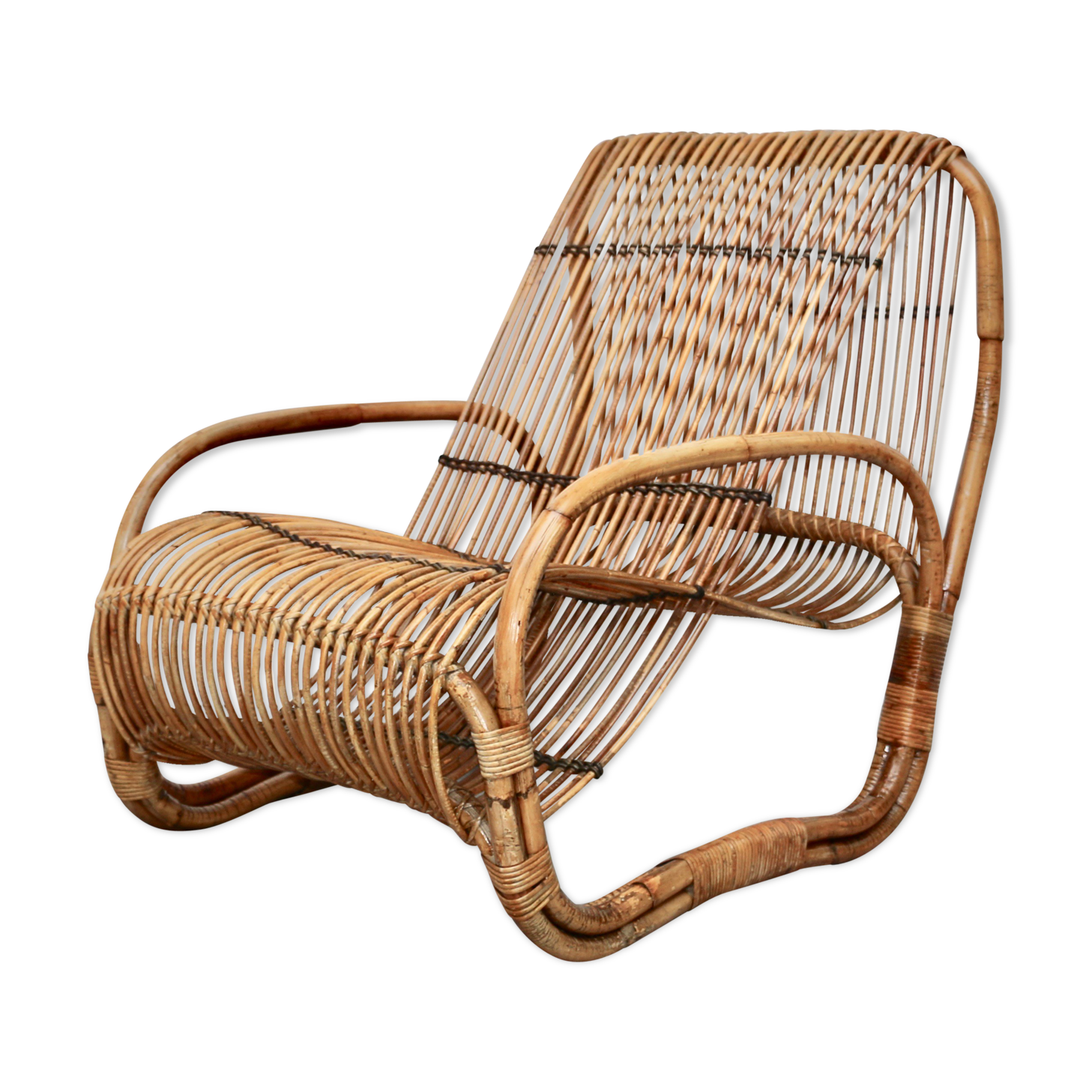 Rattan armchair, Italy, 1950s