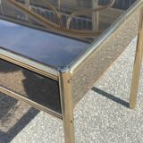 Set of 2 bedside tables in chrome-plated brass with mirrored glass effect, 1977