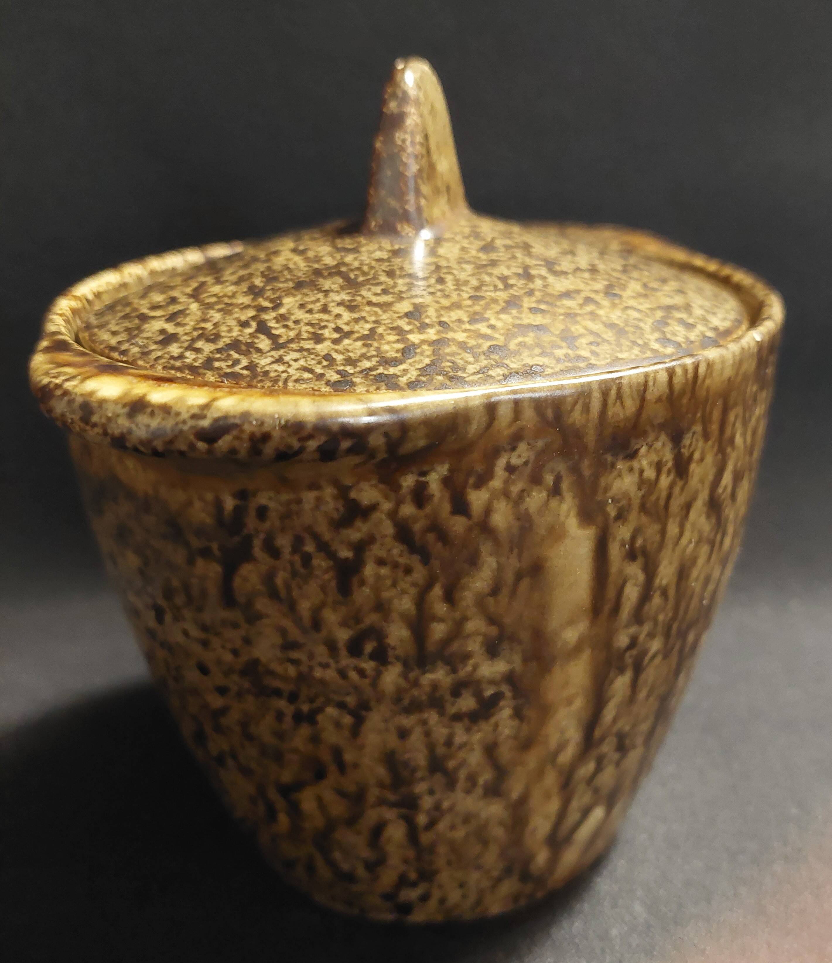 Vintage stoneware mustard pot from the 20th century