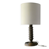 Turned wooden lamp, Charles Dudouyt style, around 1950.