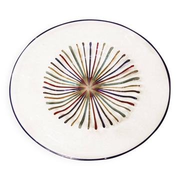 Lino Tagliapietra, Multicolored Murano Glass Round Disk Plate Sculpture, 1983