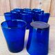 Lot de 11 verres vintage bleus
