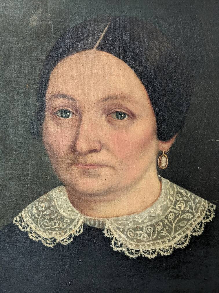 Antique painting vintage portrait bohemian countryside decoration oil on canvas