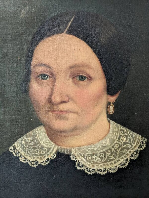 Tableau ancien portrait vintage décoration campagne bohème huile sur toile