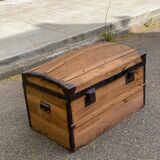 19th-century vintage wooden mallet with steel reinforcement.