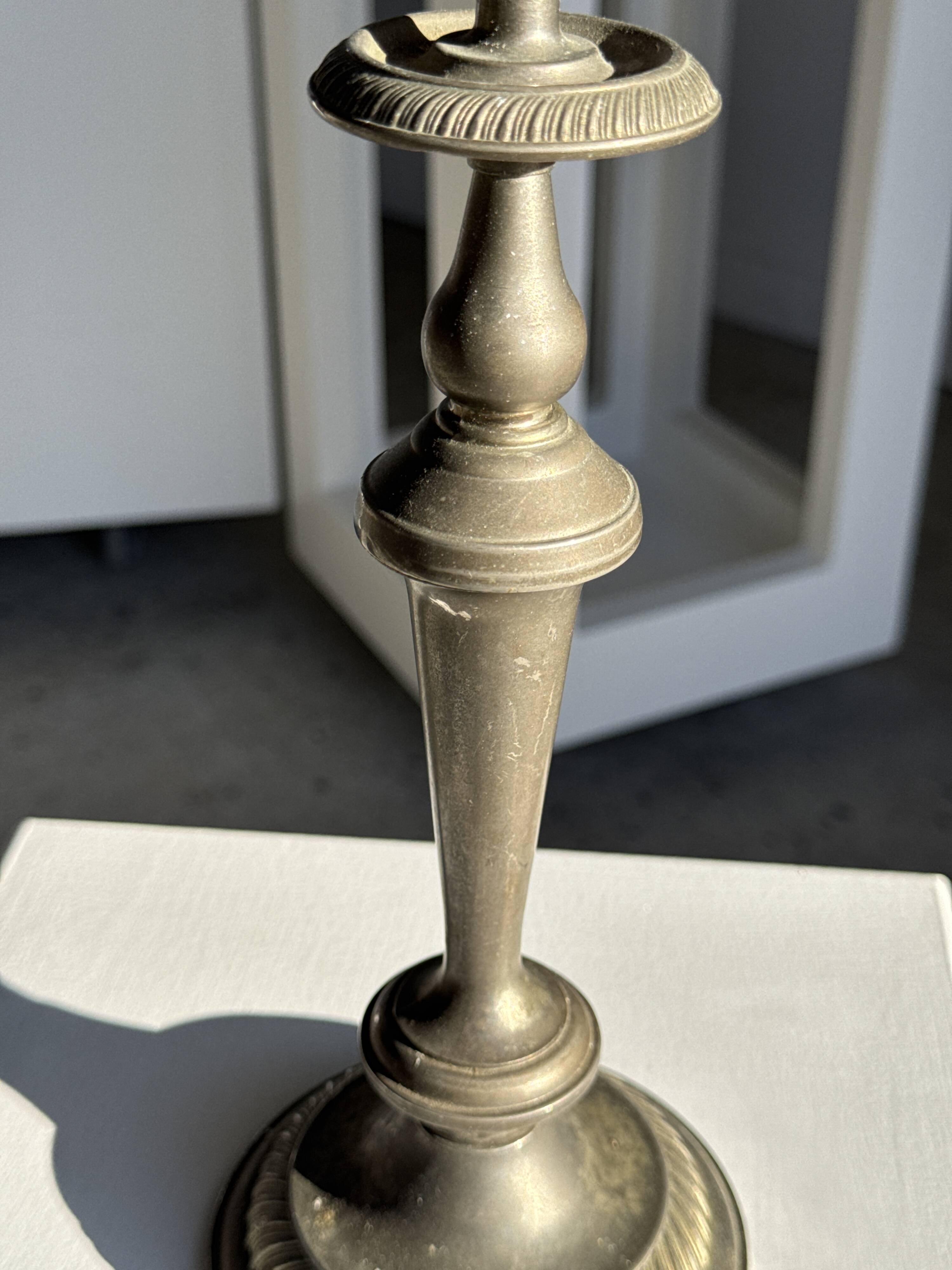 Large antique silver-plated candlestick H29 D10.5