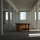 Large Danish mid-century modern dining table in pine, Tage Poulsen, 1970s.