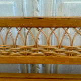 Wooden and rattan toy chest bench