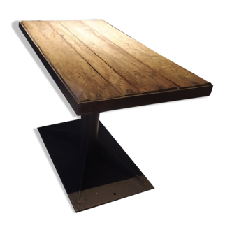 Table industrielle bois massif acier