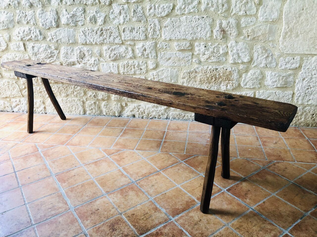Oak farmhouse bench, circa 40's /50's