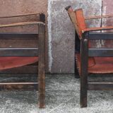 Pair of safari-style armchairs, 1930s