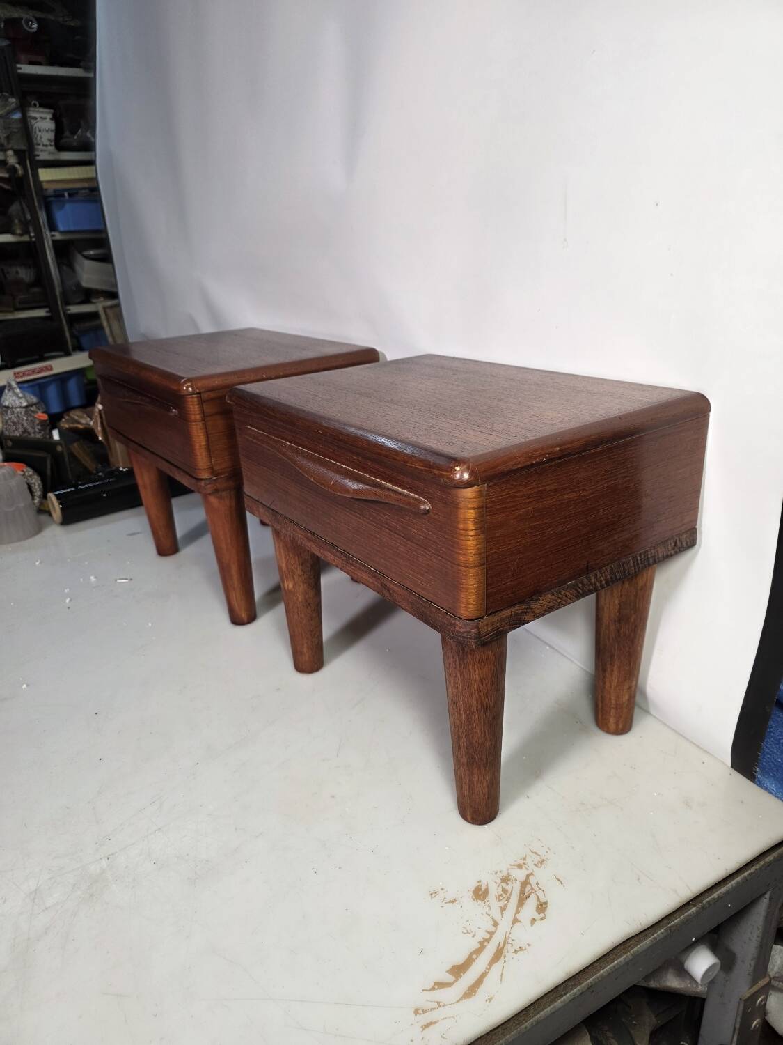 Pair of Scandinavian teak bedside tables from the 1960s.