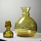 Vintage/antique Czech Amber Chiseled Blown Glass Decanter