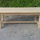 Solid oak farm table 2 extension cords raw wood