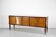 Midcentury Italian Sideboard In Walnut Root And Brass.