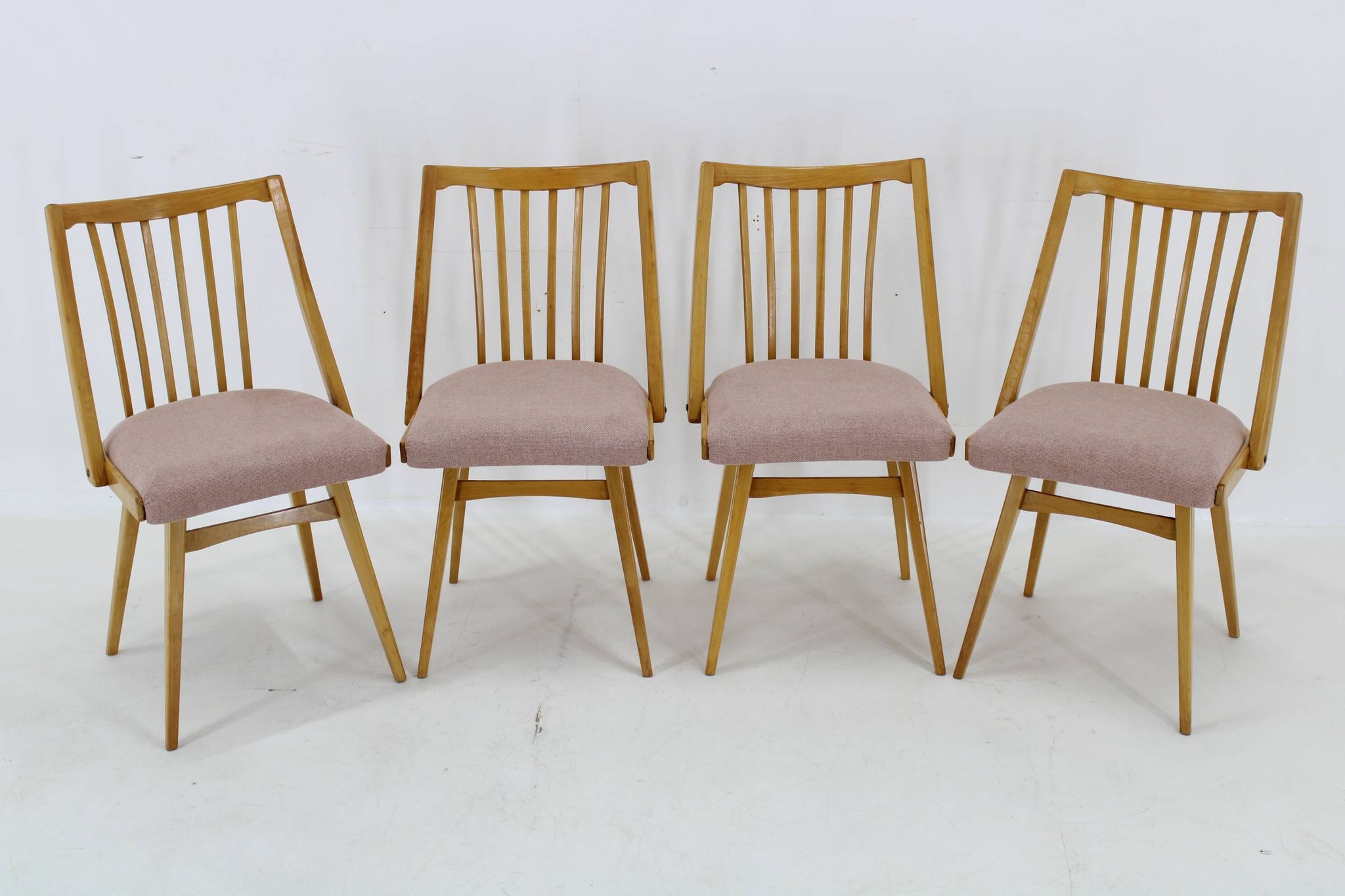 1960s Antonin Suman Set of Four Dining chairs in Beech Wood , Czechoslovakia