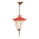 Suspension lamp in brass and red Rockabilly metal.