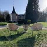 Pair of wicker "basket" armchairs