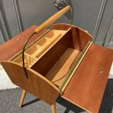 Scandinavian vintage worker compas feet sewing box