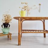 Rattan and bamboo coffee table