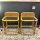Paire de chevets vintage rotin et verre